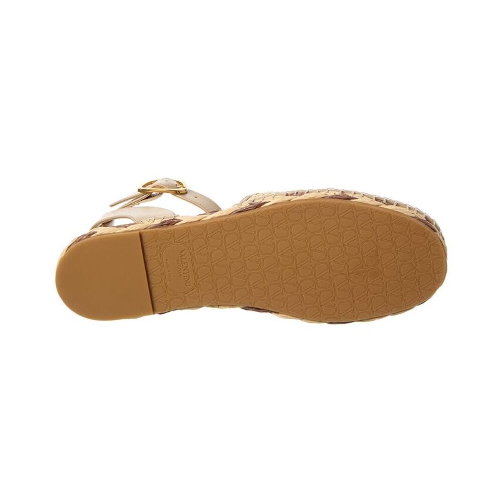 Valentino Straw & Leather Espadrille, Brown - Picture 4 of 5